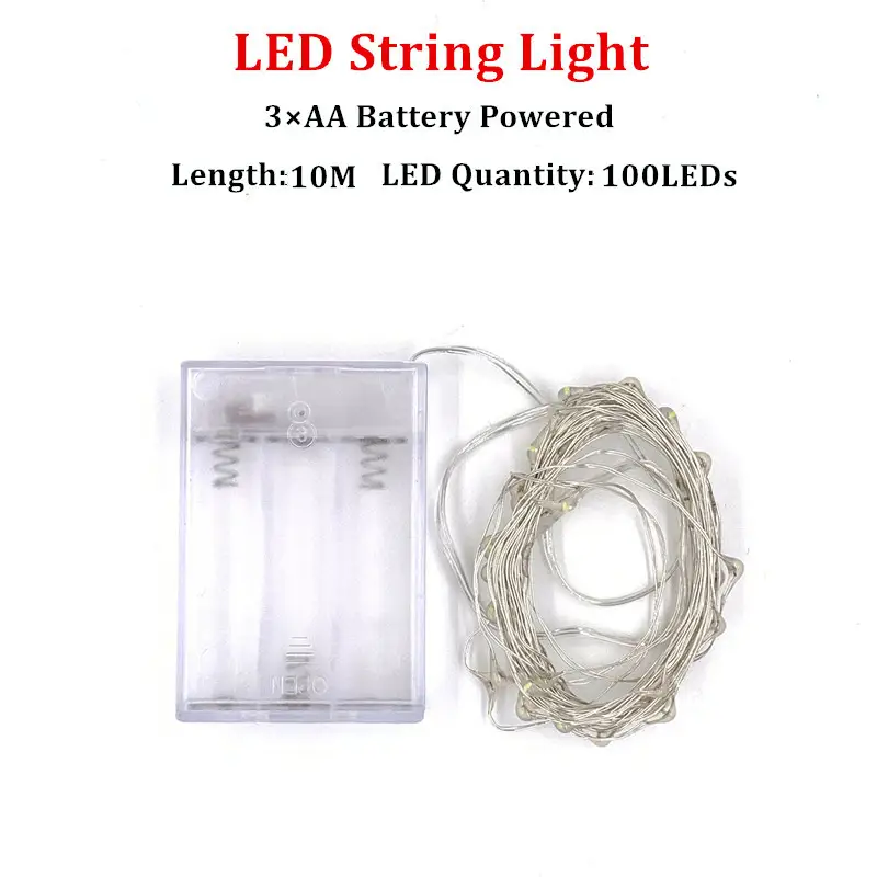 Fairy Lights AA Battery Powered 1M 10 2M 20 3M 30 5M 50 10M 100Leds Silver Led Copper Wire String Light Decorative Fairy Lights - Image 10