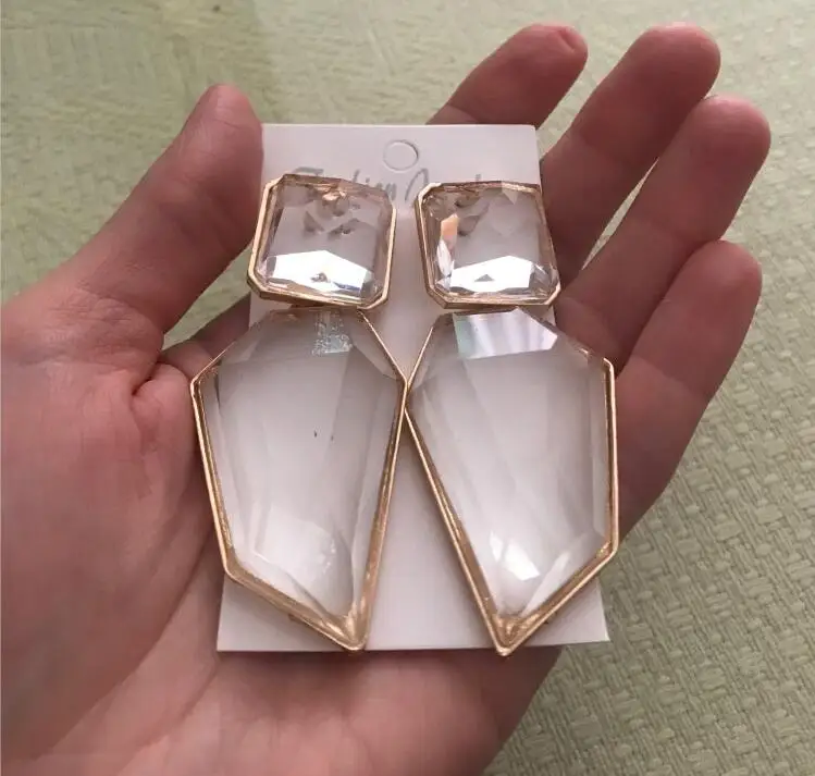 2025 New Transparen Resin Geometric Statement Earrings Women Jewelry Indian Retro Large Long Drop Dangle Earrings