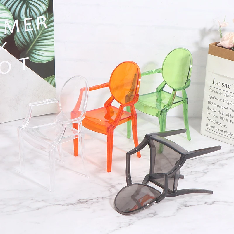 1pc Clear Transparent Plastic Chair Furniture Decor Dollhouse Miniature Accessories Mini Doll House