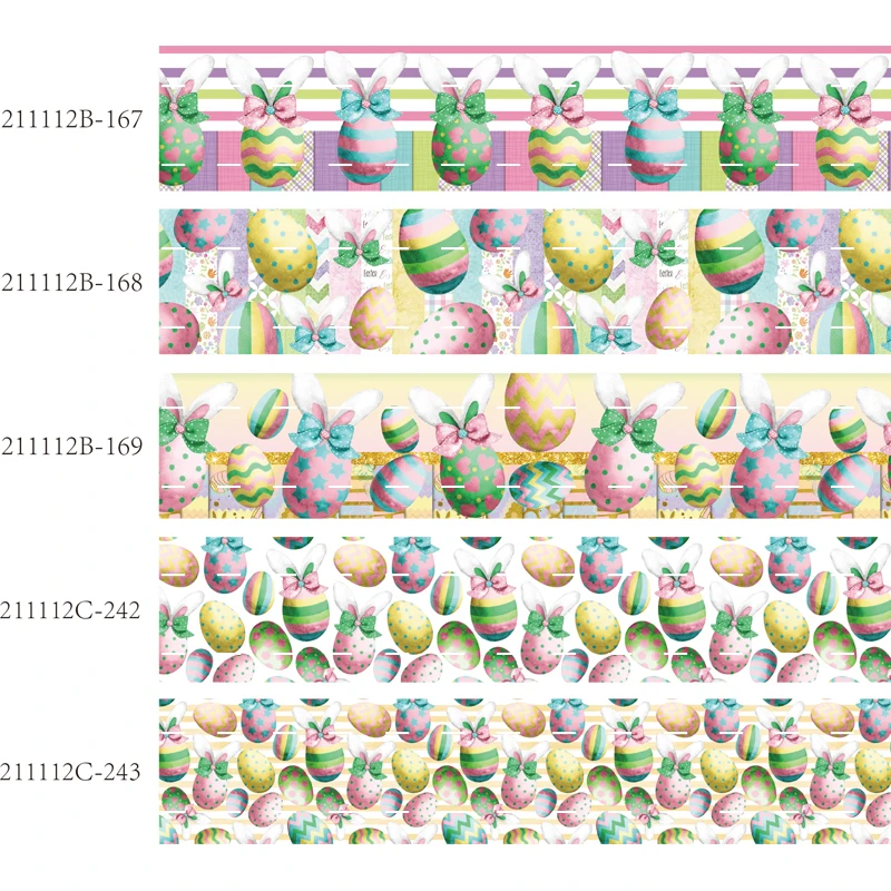 Printed Easter Eggs Cartoon Character Grosgrain Ribbon50 yards/lot for DIY Holiday Hari Bows Decoration Sewing