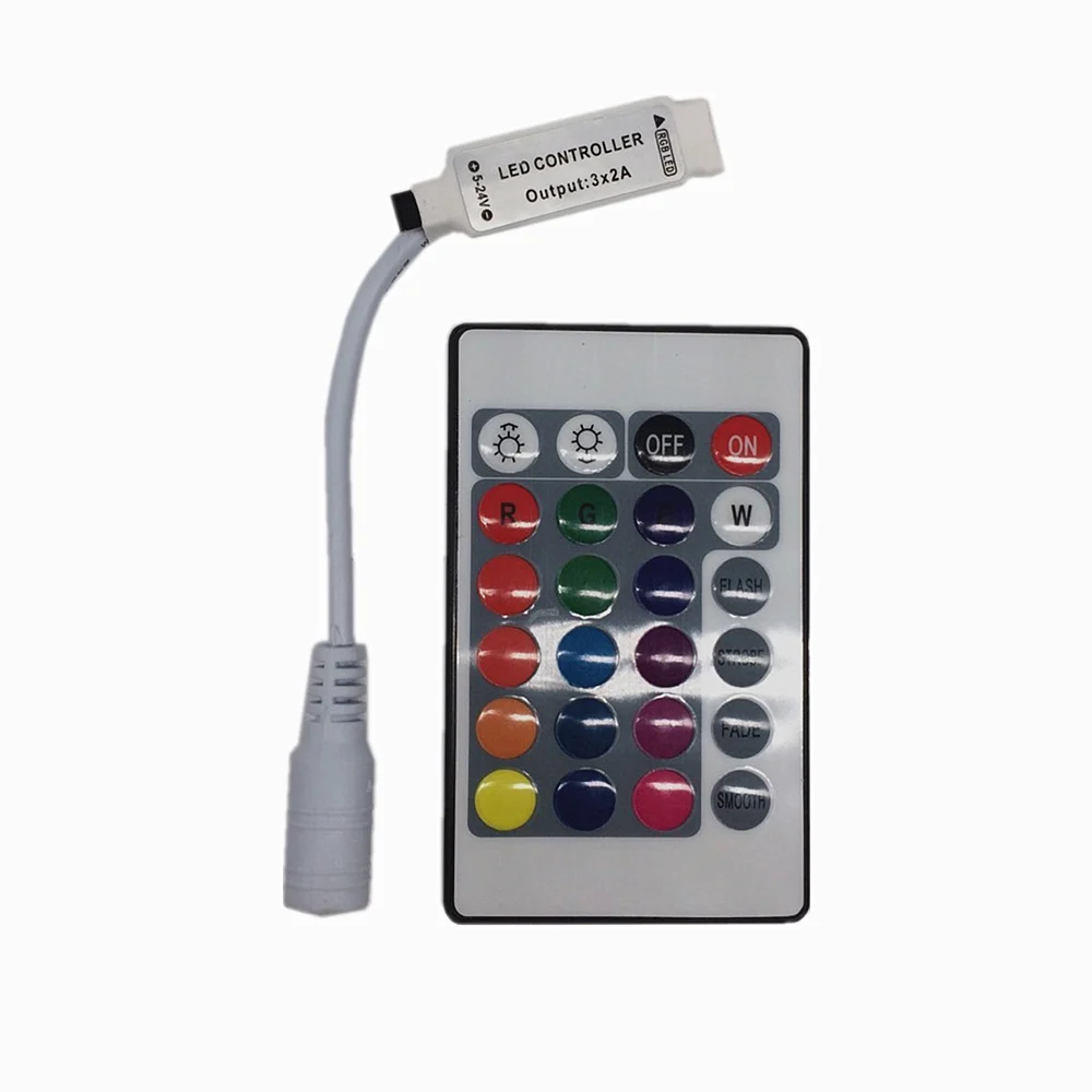 5PCS Mini 24 keys RGB IR Remote Controller for 3528 or 5050 RGB LED strips Small RGB Controller