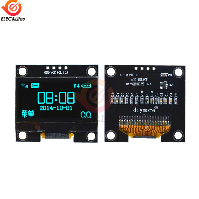 128x64 1.3 "OLED وحدة 4P LCD لوحة الشاشة 1.3'' 4pin OLED وحدة عرض GND VCC SCL SDA لواجهة اردوينو IIC I2C