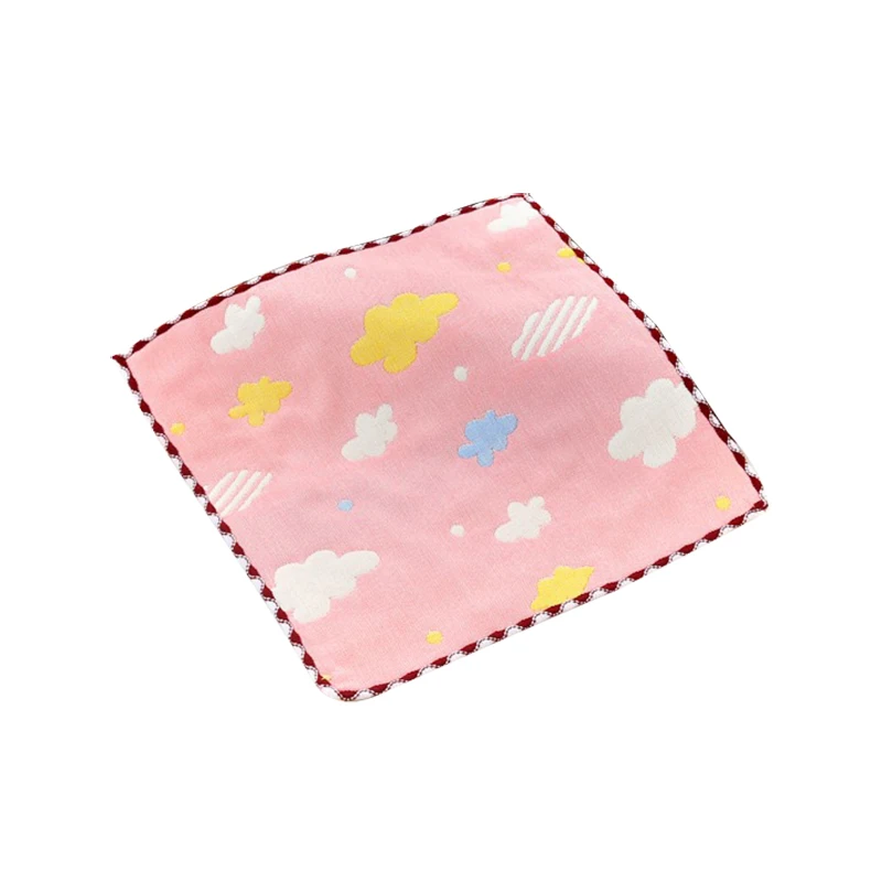 Cute Baby Face Washed Towel Cotton 6 Layers Gauze 25*25cm Square Newborn Infant Printed Cartoon Handkerchief Bathing Wipe Cloth