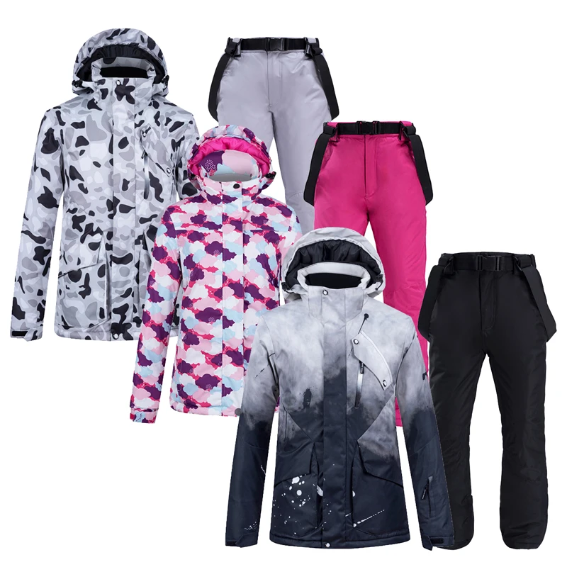 Conjunto de traje de esquí para hombre y mujer, ropa de snowboard, traje de nieve helada, traje deportivo de invierno para exteriores, ropa impermeable, chaquetas y pantalones