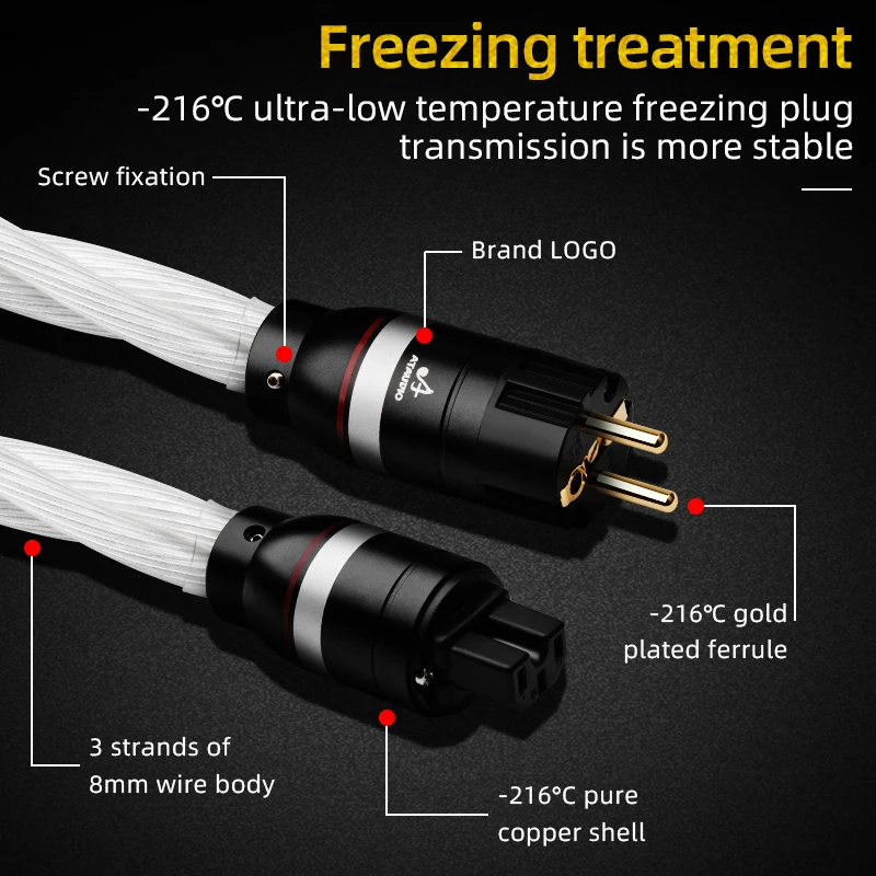 ATAUDIO  HIFI audio power cable OCC silver-plated decoder power amplifier power cable US/EU/AU plug