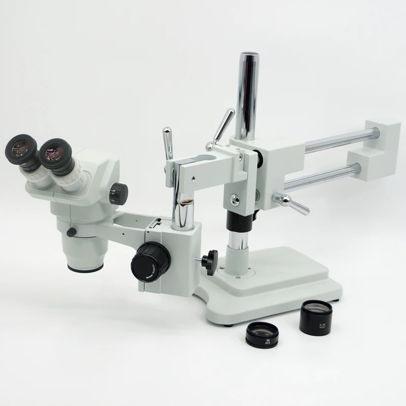 

FYSCOPE 2X-90X ! DOUBLE BOOM STAND BINOCULAR HEAD STEREO ZOOM MICROSCOPE +144pcs LED