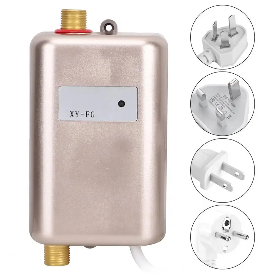 Electric Water Heater Hot Shower  Fast Heating Kitchen Bathroom Stainless Steel Instantaneous Tankless Water Heater 110/220V