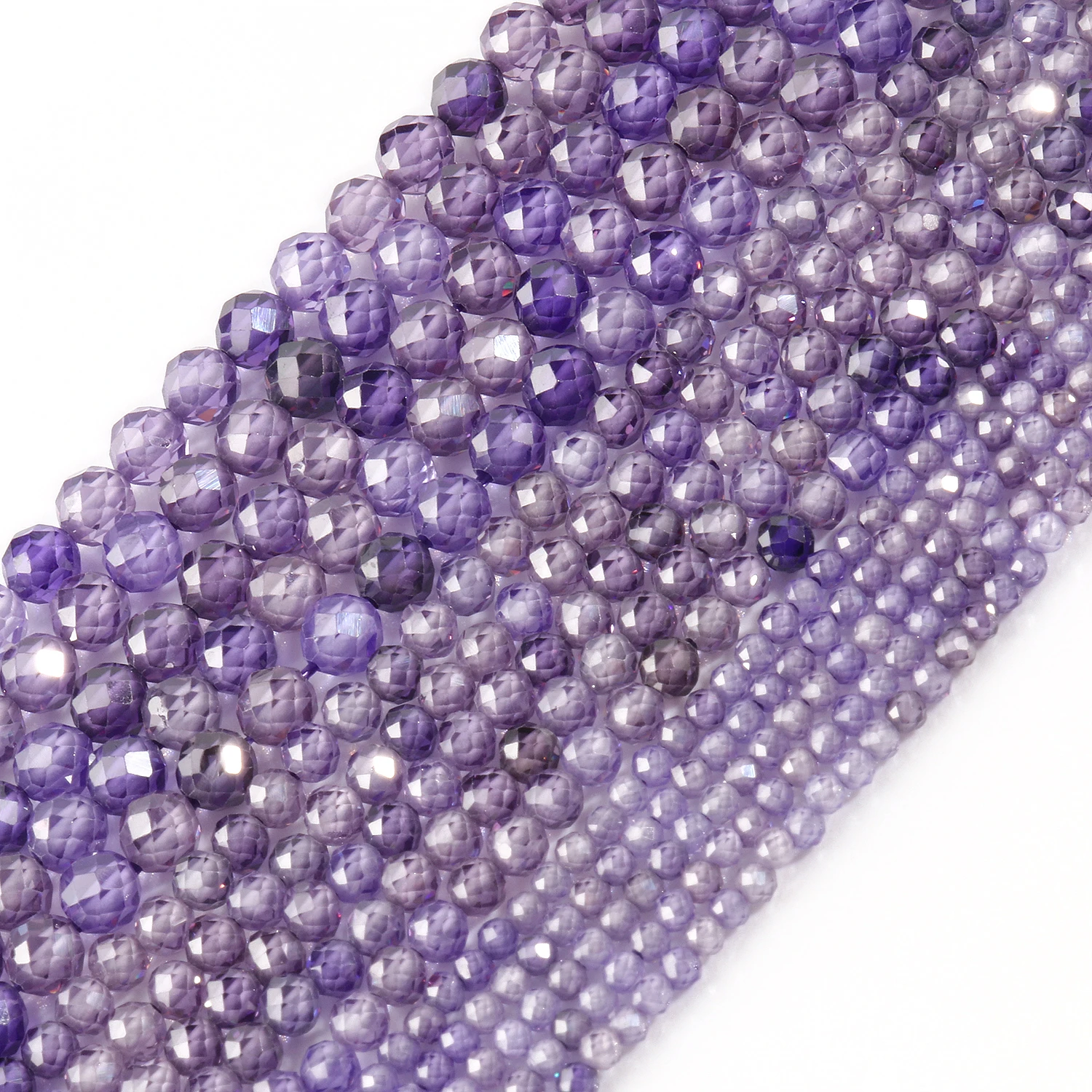 Natural Faceted Zircon Beads 2 3 4mm Purple Cubic Zirconia Rhinestone Spacer Beads For Jewelry Making Diy Charm Handmade 15''