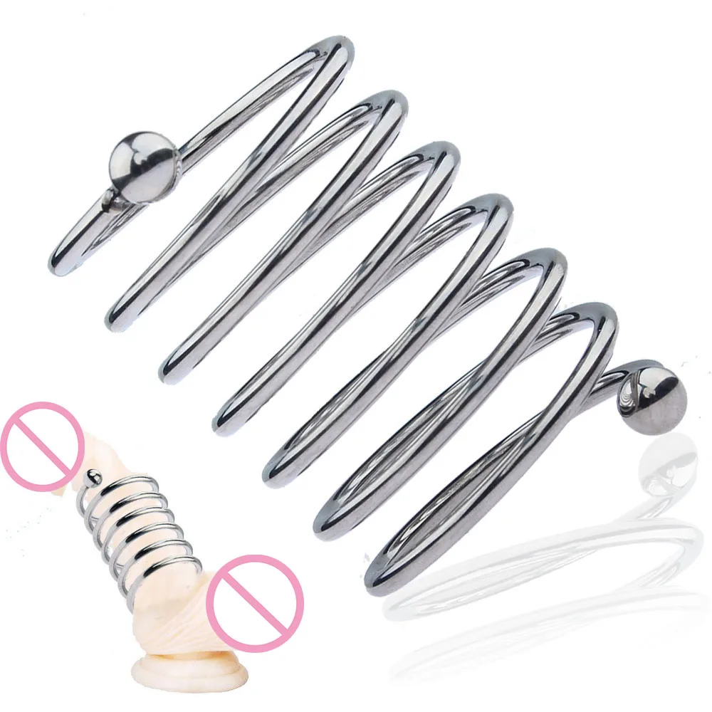 Stainless Steel Penis Dildo Ring Wave Thread Cock Rings Spring Extended Version Male Delay Ejaculation Sex Toys for Men