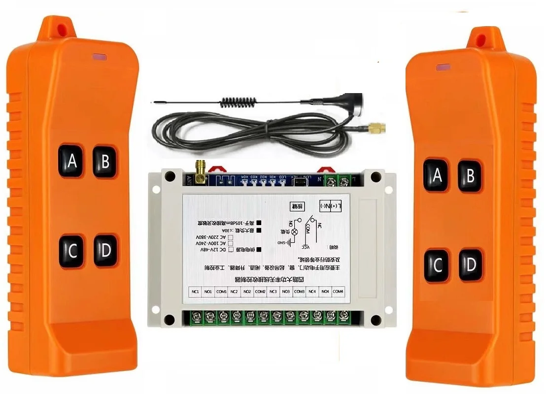 

Ndustrial Sector DC 12V 24V 36V 48V 4CH 10A RF Wireless Remote Control Switch System With 300M-2000M Distance 868mhz Transmitter