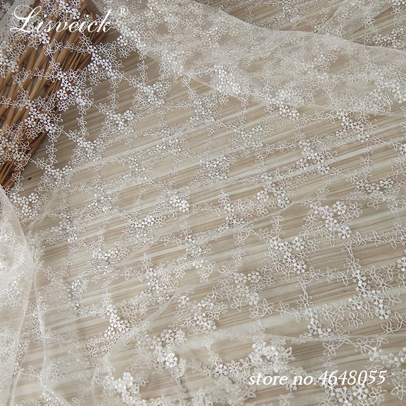 1y New Lightweight mesh fabric Fashion flower embroidery mesh tulle lace fabric Fine wedding dress Skirt accessories diy dress