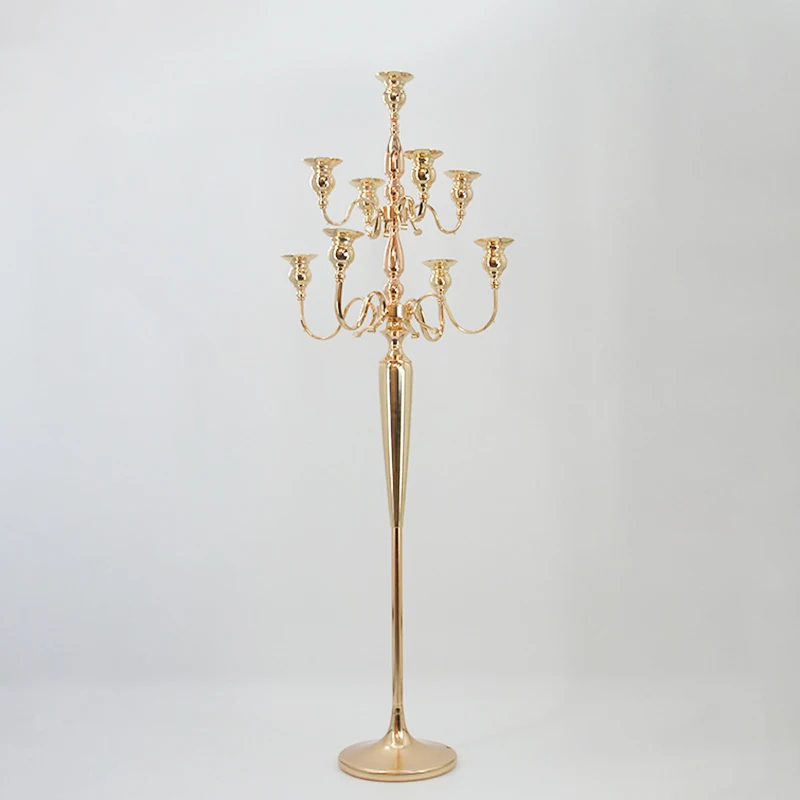 

9 Arms Candelabras Luxury Gold Candle Holders Metal Candlesticks For Wedding Event Party Centerpieces Table Decoration