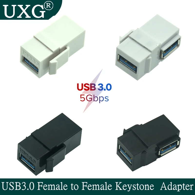 90 Degree Angled 5Gbps USB3.0 Keystone Modules Female To Female USB Connector Socket For High Speed Data Transfer Adapter