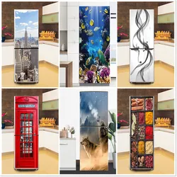 Creative Door Sticker For Fridge Self-adhesive Single Double Refrigerator Door Poster Waterproof Vinyl Kitchen Home Decor Renew
