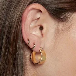 Wide flat hoop earrings stainless steel for women POSITANO geometry small hoop earrings fashion 2020