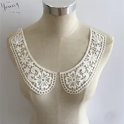 white Embroidered Lace Collar Neckline Applique Embroidery Sewing on Patches Sewing Fabric Accessories 1pcs sell free shipping