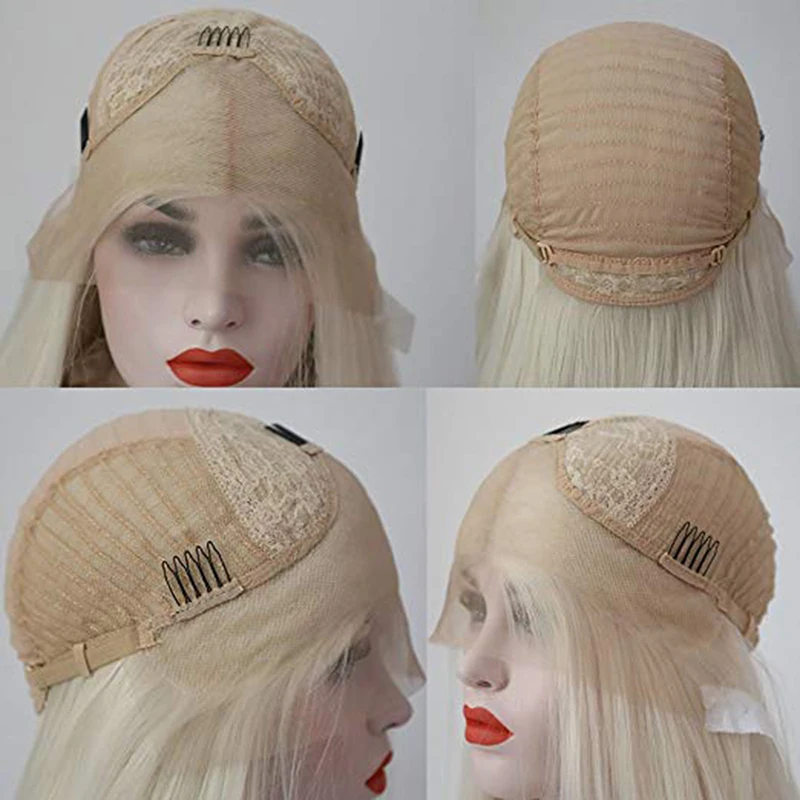 Websterwigs วิกผมสังเคราะห์สีบลอนด์ยาวลอนหลวมทนความร้อนไม่มีกาววิกผมผู้หญิงด้านหน้าแถมฟรี