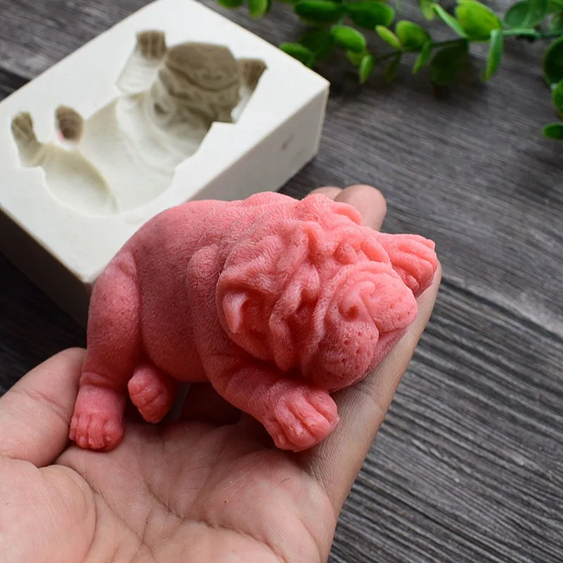 Big Bulldog Cake Mold Pudding Chocolate Soap Making Silicone Molds DIY 3D Dog Soap Mold K694