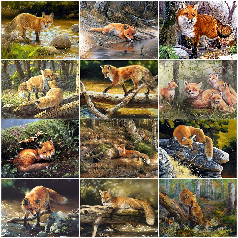 

DIY Diamond Painting Diamond Mosaic Animal Cross Stitch 5D Diamond Embroidery Fox Rhinestones Diamond Art Painting