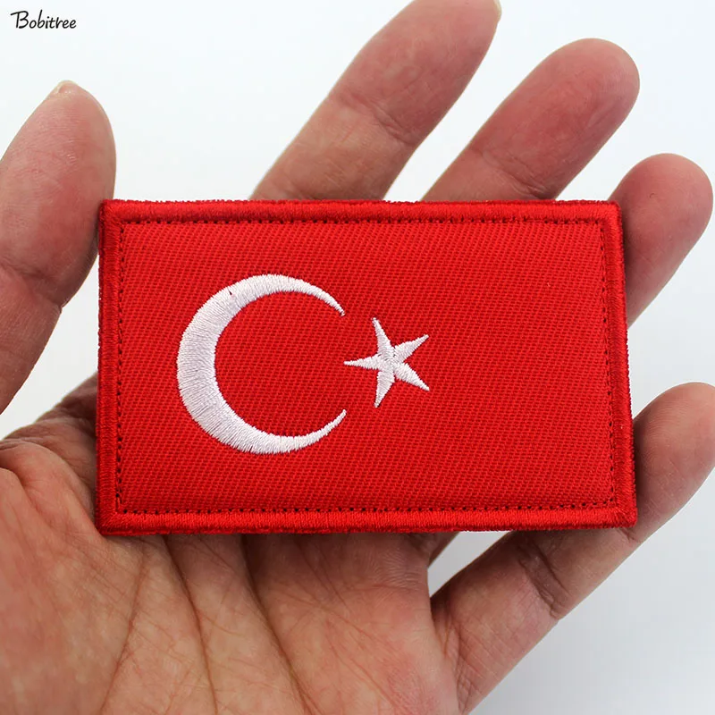 Turkey flag Patches with Hook Loop Turkish Banner Badge Embroidered armband Stickers For Backpack Caps Uniform Decoration