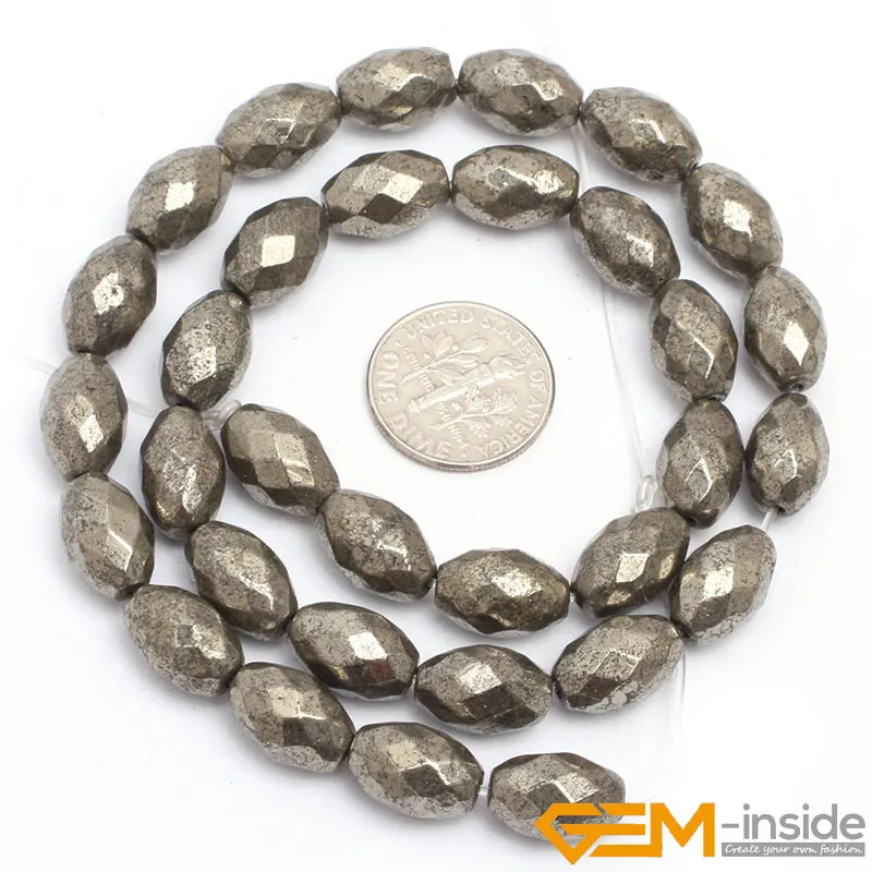 Pyrite: Flat Olivary Oval Irony Gray Pyrite Beads Natural Stone Bead DIY Bead For Jewelry Making Strand 15\