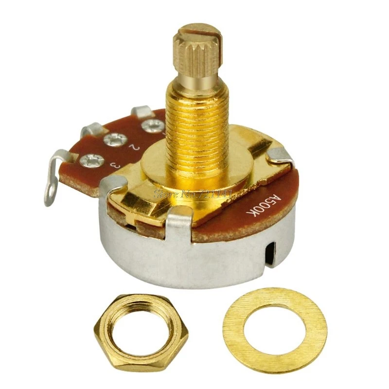 1Pc Gold Full Size Long Split Brass Shaft ELectric Guitar Bass Volume Tone Control Pots Potentiometer A500K Whosale&Dropship