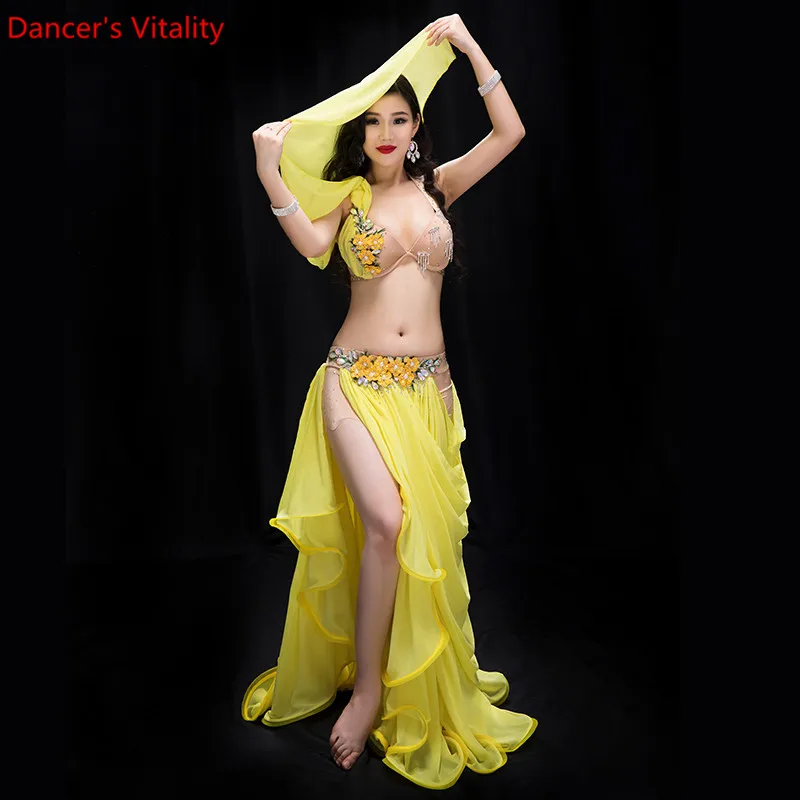 New Performance Dancewear Clothes Bellydance set B/C Cup Chiffon Long Skirt Women Professional Belly Dance Costume Set