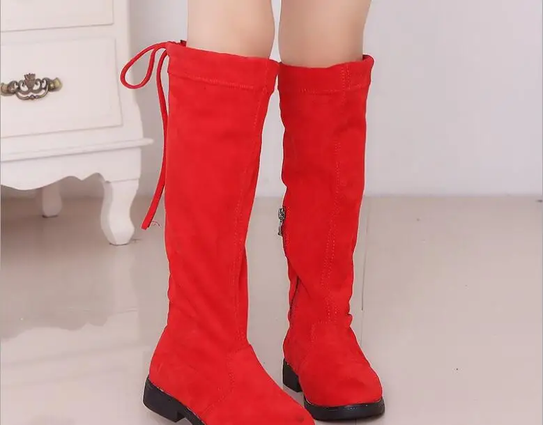 

Autumn Girls boots Knee-high Plus velvet Boots Princess Edition Children's Tall Boots winter Children High Kids Shoes size 26-36