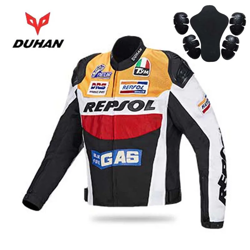 Warm DUHAN REPSOL Motorcycle Riding Jacket Motocross CE Protection Moto Clothes of 600D oxford Jackets Removable Warm lining