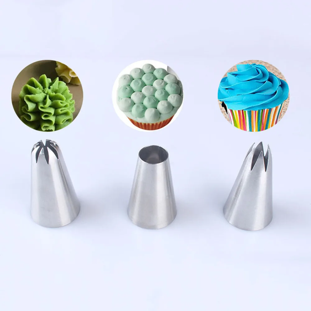 6Pcs/Set Stainless Steel Cupcake Cookie Nozzles Icing Piping Pastry Nozzle Tip Baking Fondant Decor Cake Decorating Tool