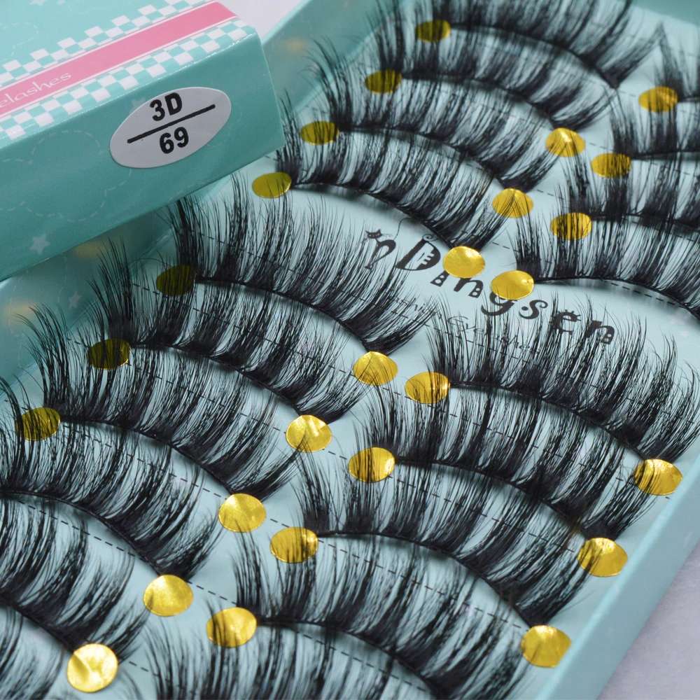 10 Pairs 3D Soft Faux Mink Hair False Eyelashes Natural Messy Eyelash Crisscross Wispy Fluffy Lashes Extension Eye Makeup Tools