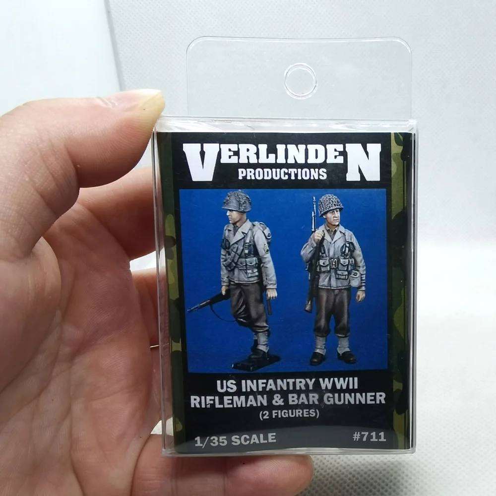 1/35 WWII U.S. Infantry Rifleman & BAR Gunner (2 Figures/Set) VERLINDEN #711 Resin Kits Unassembled Uncolored