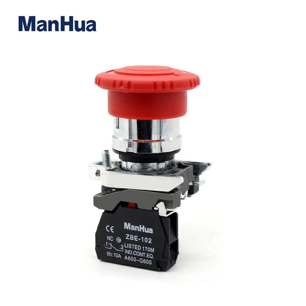 ManHua XB4-BS542 Emergency Stop Push Button Switch For Industrial Control turn to release push button switch