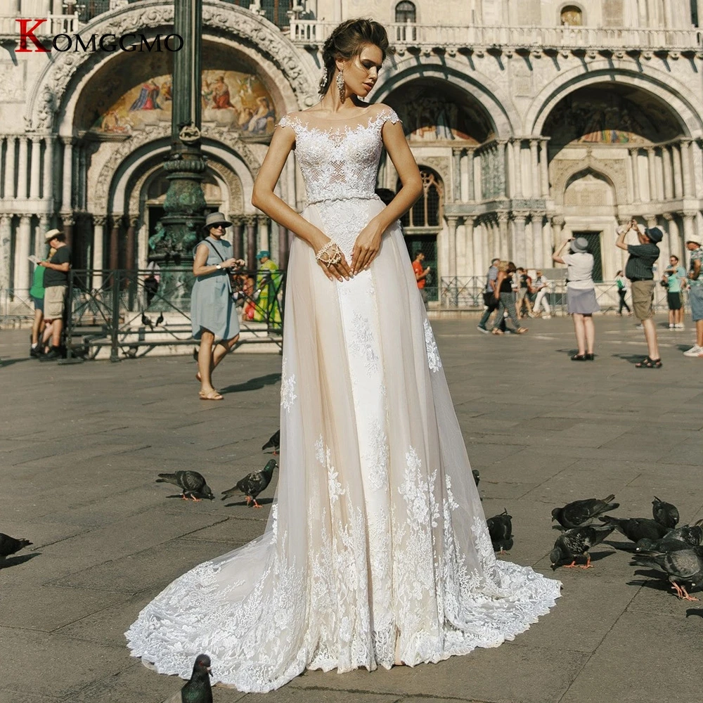 Robe de mariée sirène en dentelle et tulle avec poignées à col rond, élégante et éducative, train formel, nouveauté, 2023