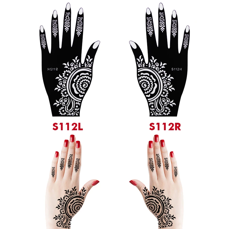 10PCS Self-Adhesive Reusable Henna Tattoo Stencils,Mehndi Indian Temporary Hand Tattoos For Body Art Painting 5 Pairs