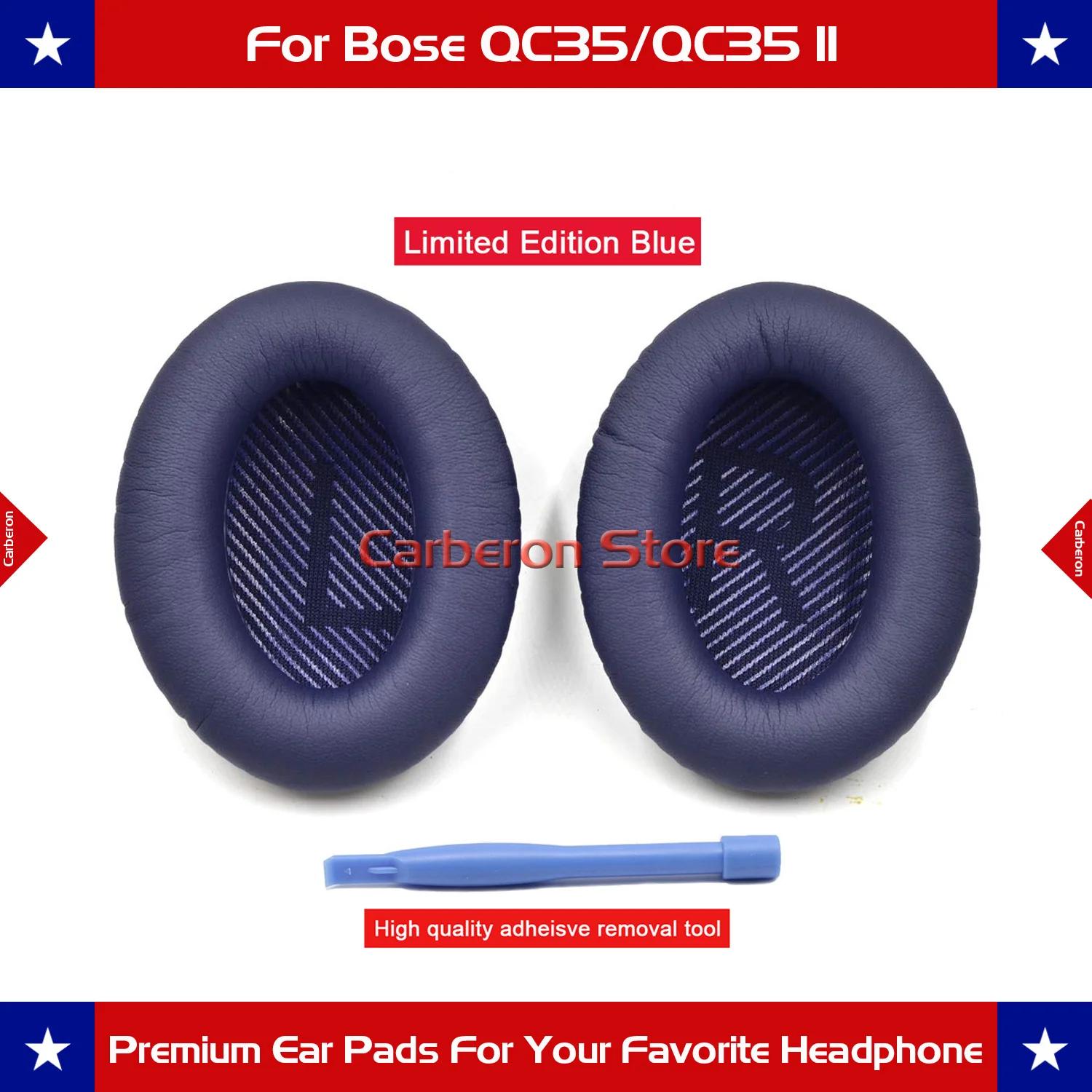 ボースqc35/qc35 iiヘッドフォン用のTolencil交換用イヤーパッドイヤークッション (qc35文字付き) (任意の青)