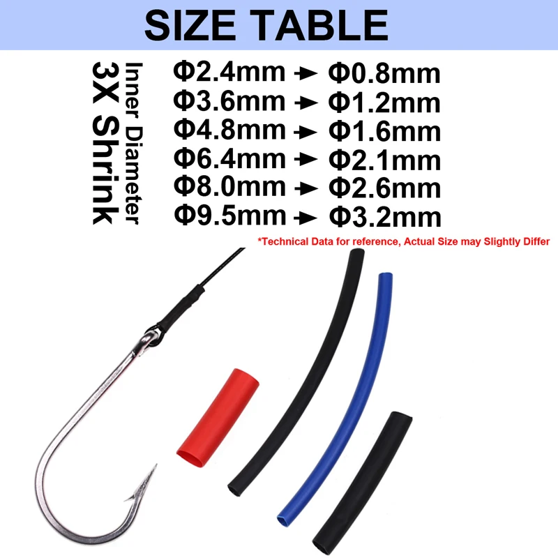 2 Metre Saltwater Heat Shrink Tube Thickened Super High Shrink Ratio Inner Hot Melt Adhesive Tube Fishing Hooks Rigs Protector