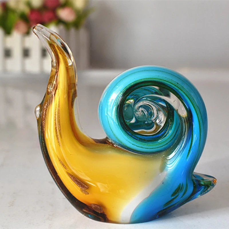 Europe Colored glaze snail Crafts Living Room Desktop glass Ornaments Figurines Wedding Decor Home decoration accessories