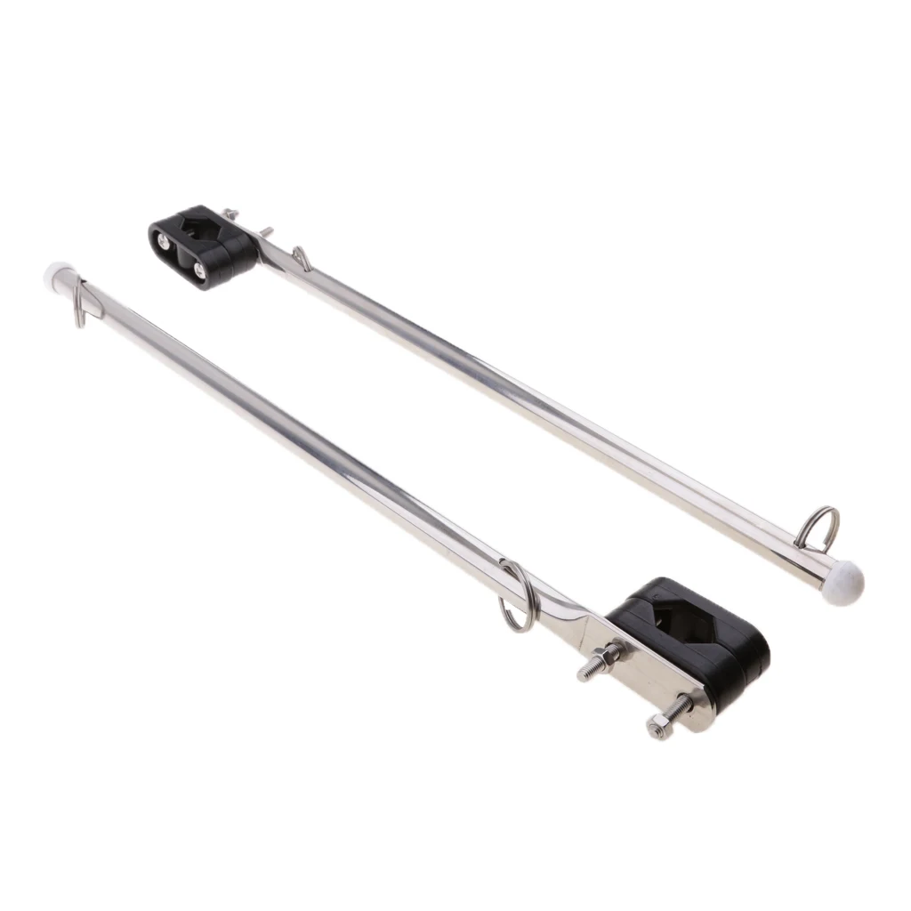 2 Pcs Marine Stainless Steel Rail Mount Flag Pole For Boat Yacht 7/8