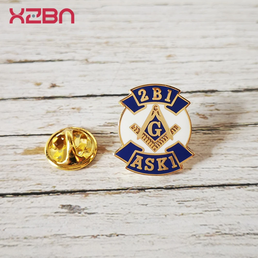 Masonic Lapel Pins Badge Mason Freemason  2B1 ASK1 Zinc Alloy Material Gold Plated  Exquisite Souvenirs Gifts Brooches