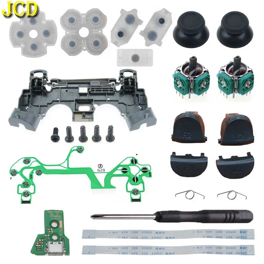 

For PS4 JDS-040 R1 L1 R2 L2 Trigger Buttons 3D Analog Joysticks Thumb Sticks Cap Conductive Pad Charging Board Flex Cable Frame