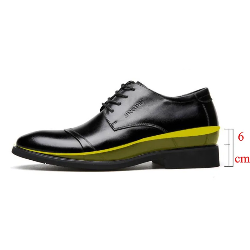 Men Elevator Shoes Increase 6 CM Mens Formal Leather Shoes Hidden Heeled Casual Business Shoes Male 44 Drop Shipping