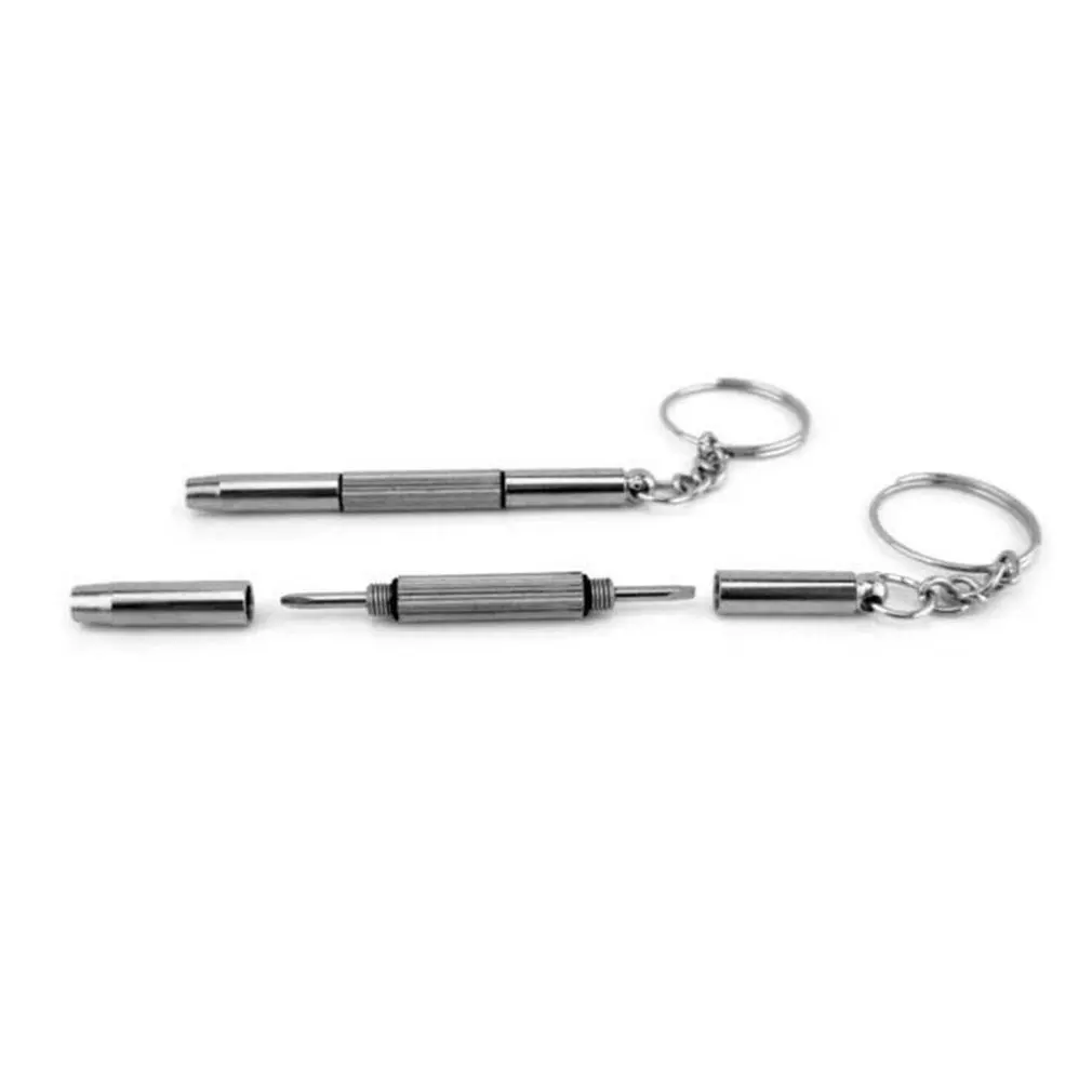 3 In 1 Eyeglass Screwdriver Stainless Steel Sunglass Watch Repair Screwdriver Tool Kit With Keychain Portable Repair Hand Tool