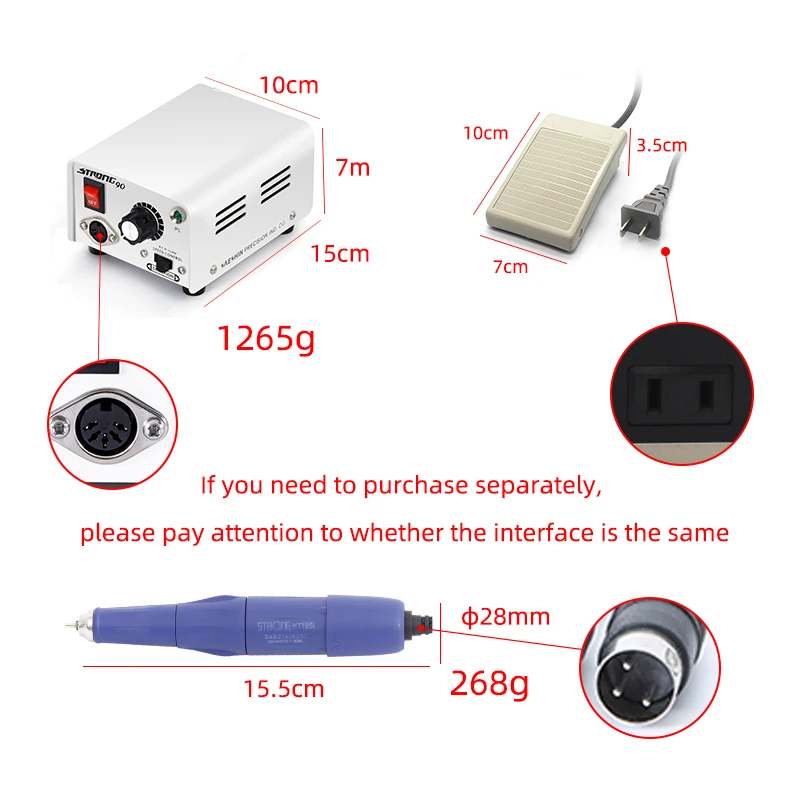 เครื่องขัดเล็บพร้อมแป้นถีบ40000RPM อุปกรณ์ดูแลเล็บ