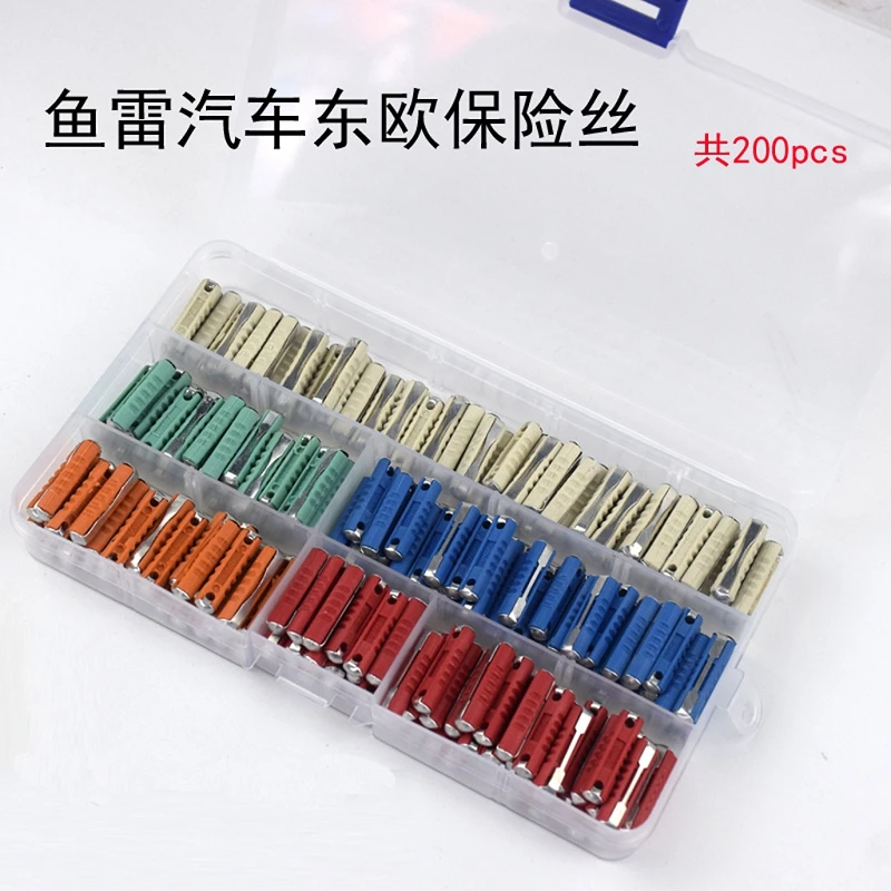 200 Pcs 5A/8A/10A/16A/25A Car Torpedo Fuse Box Torpedo-shaped Eastern European Fuse Combination for Vintage Old Style Car