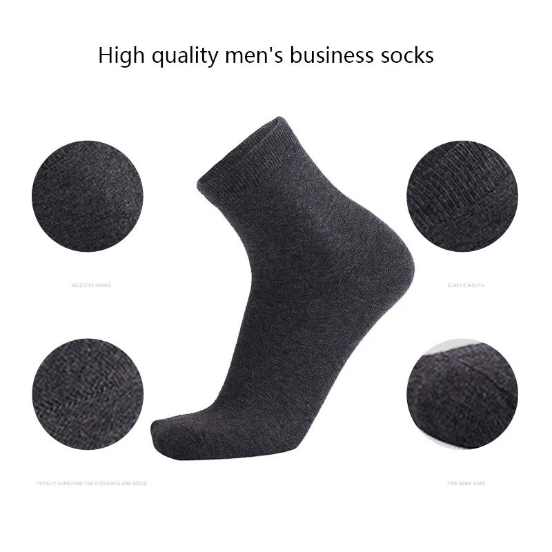 Calcetines de negocios de alta calidad para hombre, calcetín largo informal de algodón, transpirable, talla grande (39-45), blanco y negro, 10 par/lote, talla grande