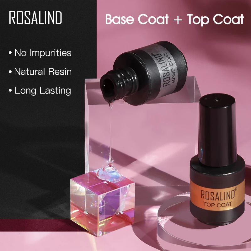 ROSALIND Gel Polish 7ML Top Coat UV Lamp Gel Losweken Versterken Langdurige Nail Art Manicure Gel Lak vernis Primer Lak