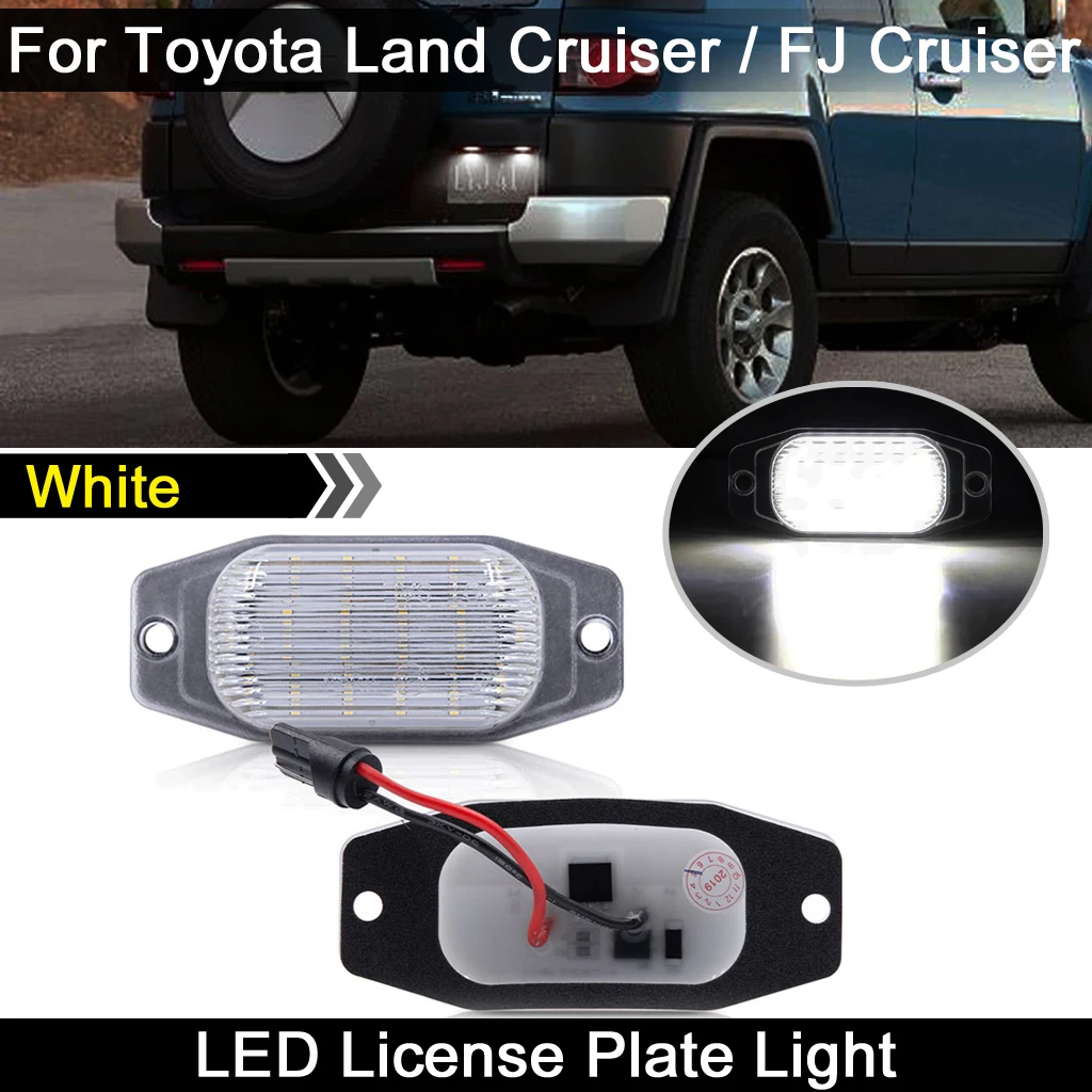 2Pcs LED License Plate Light For Toyota Land Cruiser FJ80 FJ Cruiser XJ10 GSJ15 Celica For Lexus LX450 White  Number Plate Lamp