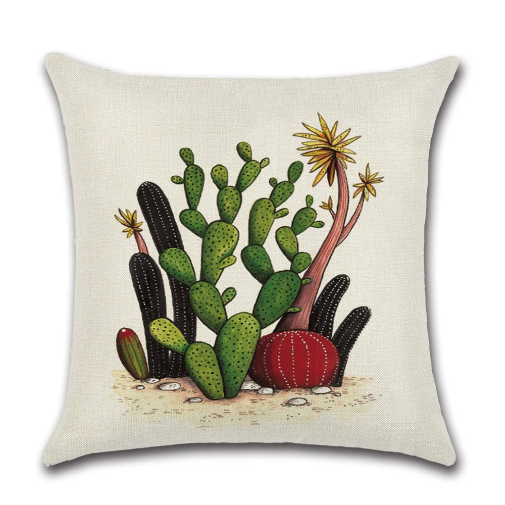 Cactus Succulent Plant Print Cushion Cover Throw Pillowcase Almofada For Home Sofa Decortive Pillow Kussenhoes Housse de Coussin