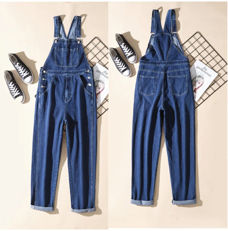 Herren Plus Size Denim Latzhose Klassische Cargo-Jeans mit Großen Taschen Lose Arbeitslatzhose Trägerhose Dunkel- und Hellblau – Detail 13
